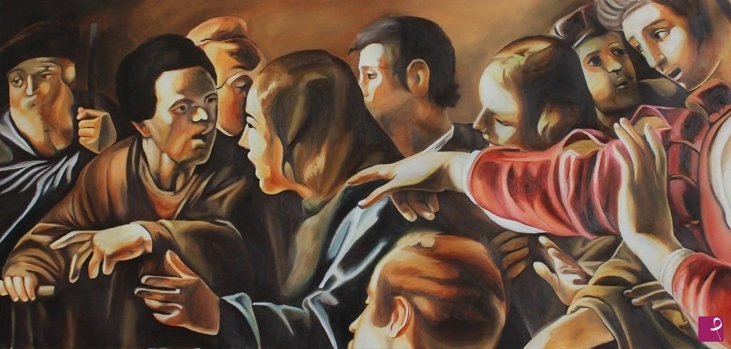 quadri in vendita online - Particolare  di un'opera classica "Miracolo della vedova di Nain"