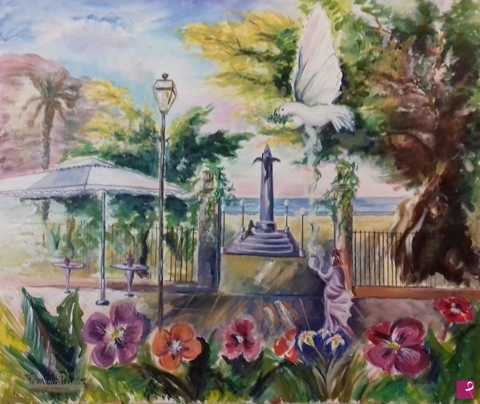 quadri in vendita online - PASQUA IN FIORE IN VILLA A CASTELLAMMARE