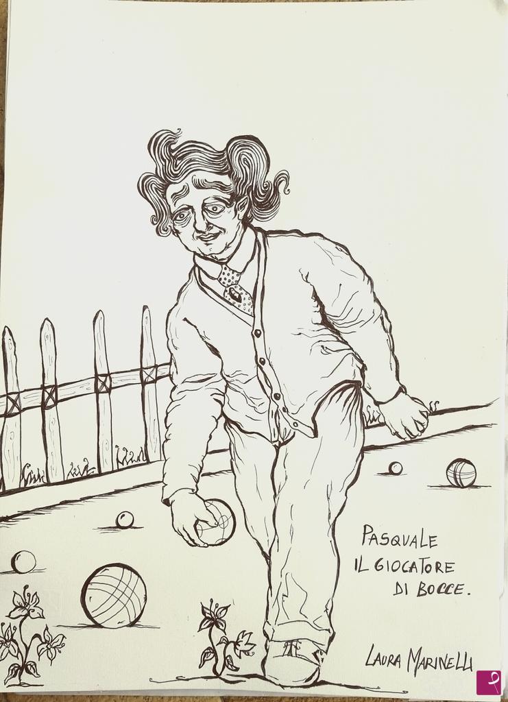 quadri in vendita online - Pasquale e il giocatore di bocce