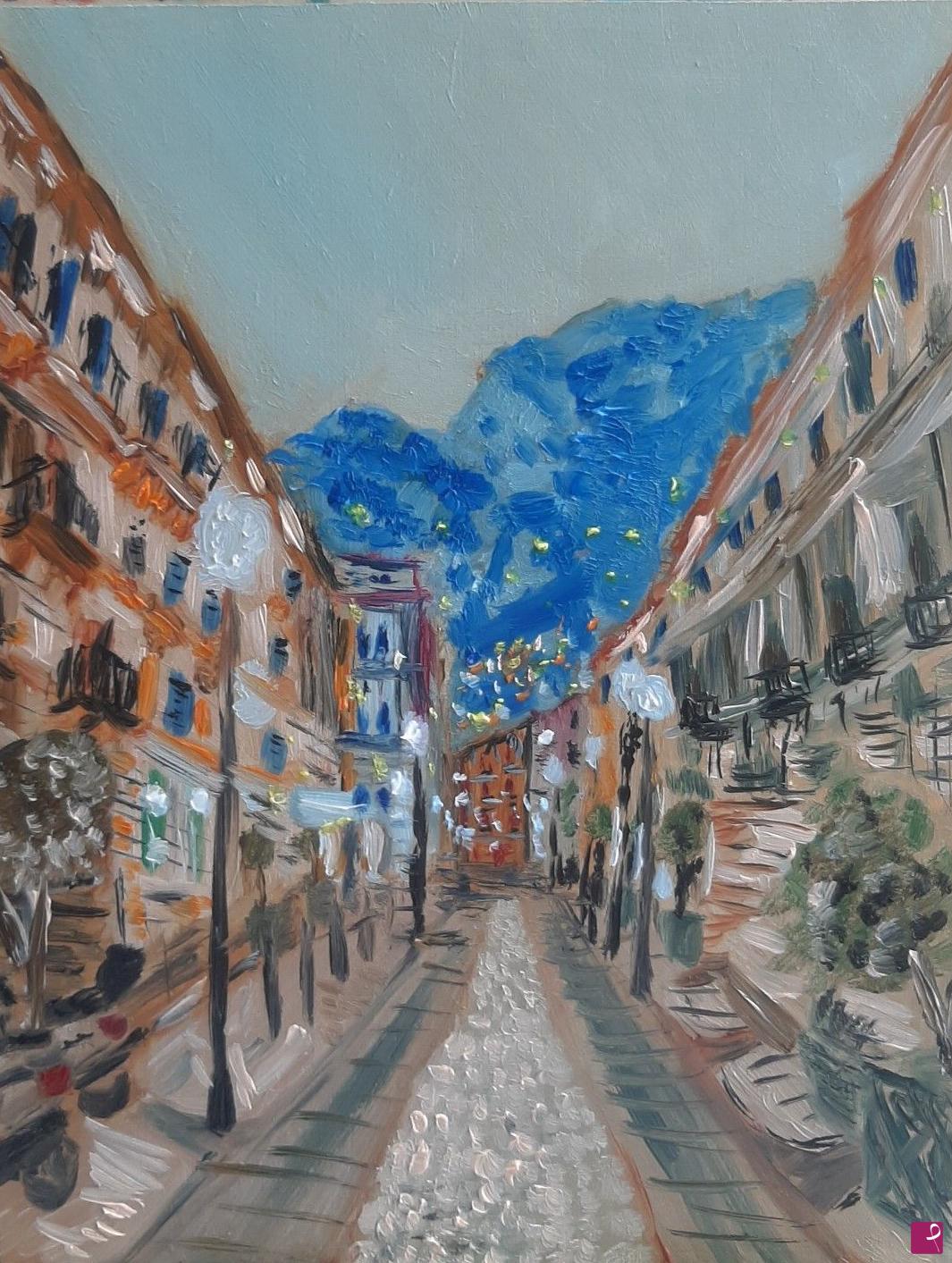 quadri in vendita online - Passeggiando a Monaco in una sera d'estate