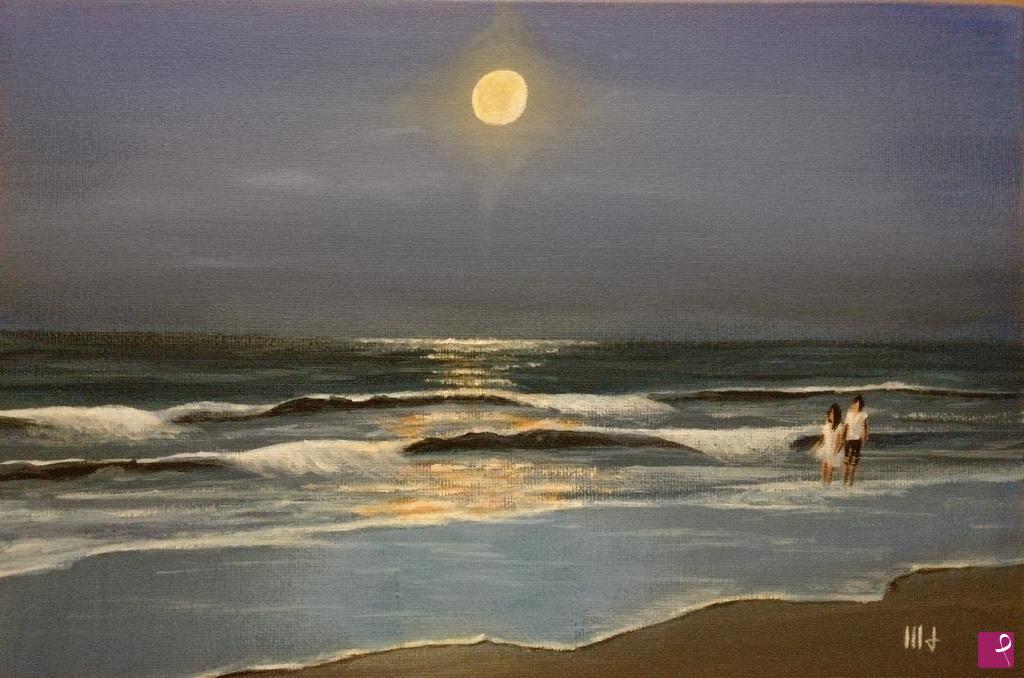 quadri in vendita online - passeggiando con la luna