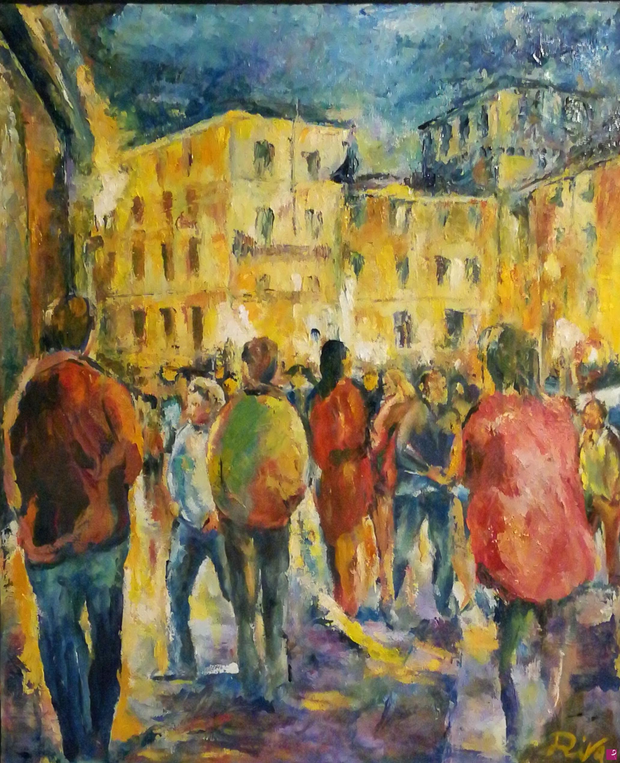 quadri in vendita online - Passeggiando in Piazza XX Settembre