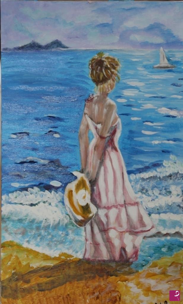 quadri in vendita online - passeggiando in riva al mare