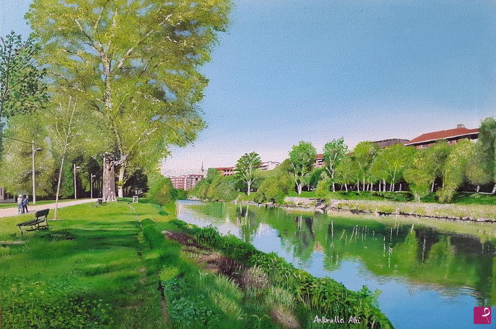 quadri in vendita online - Passeggiando lungo il fiume Po, Torino