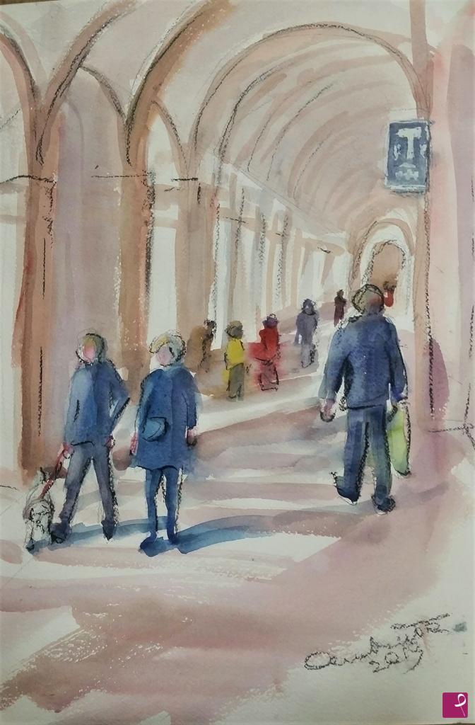 quadri in vendita online - Passeggiando sotto i portici