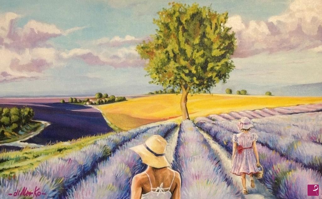 quadri in vendita online - Passeggiando tra la lavanda