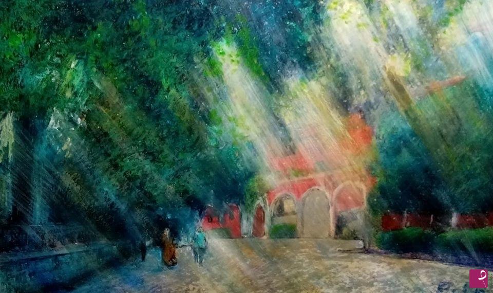 quadri in vendita online - PASSEGGIATA AL BORGO ANTICO