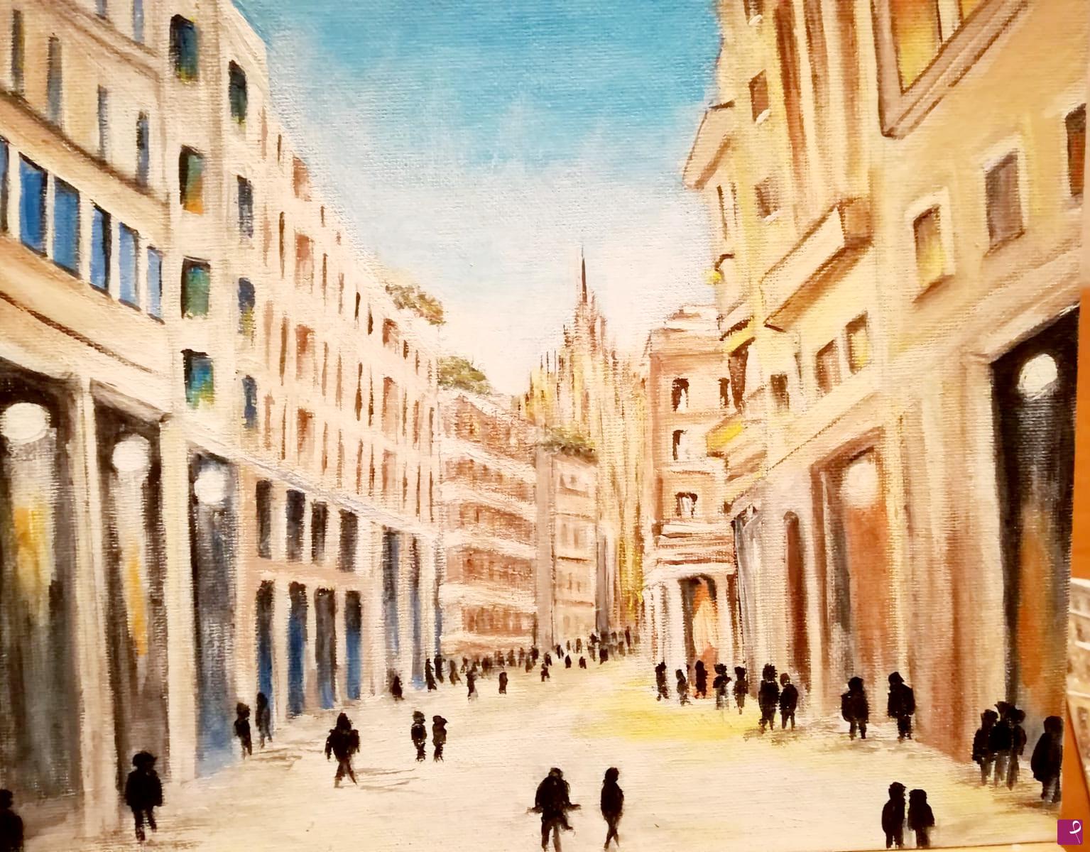 quadri in vendita online - Passeggiata cittadina