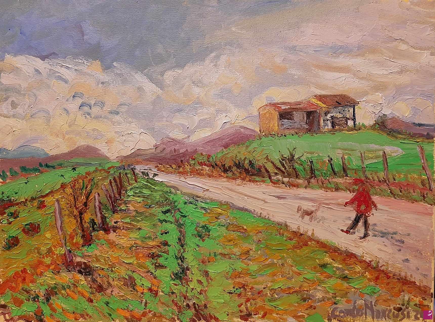 quadri in vendita online - Passeggiata in campagna