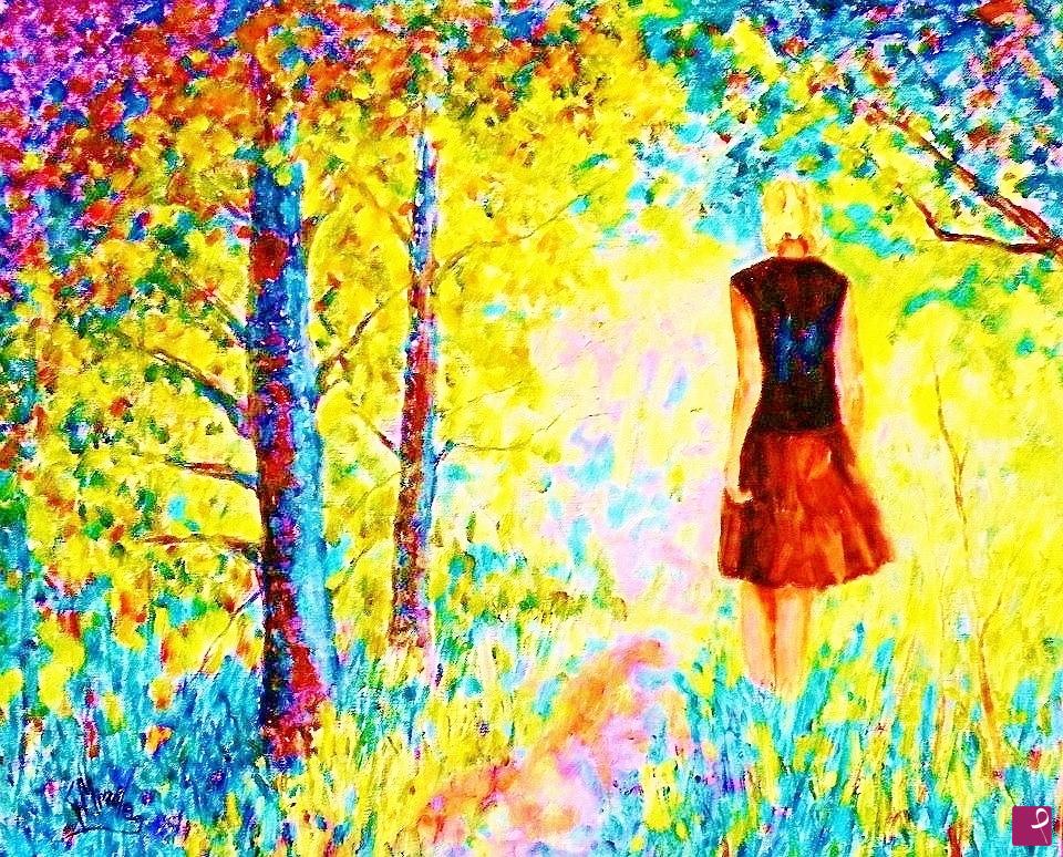 quadri in vendita online - PASSEGGIATA NEL BOSCO 