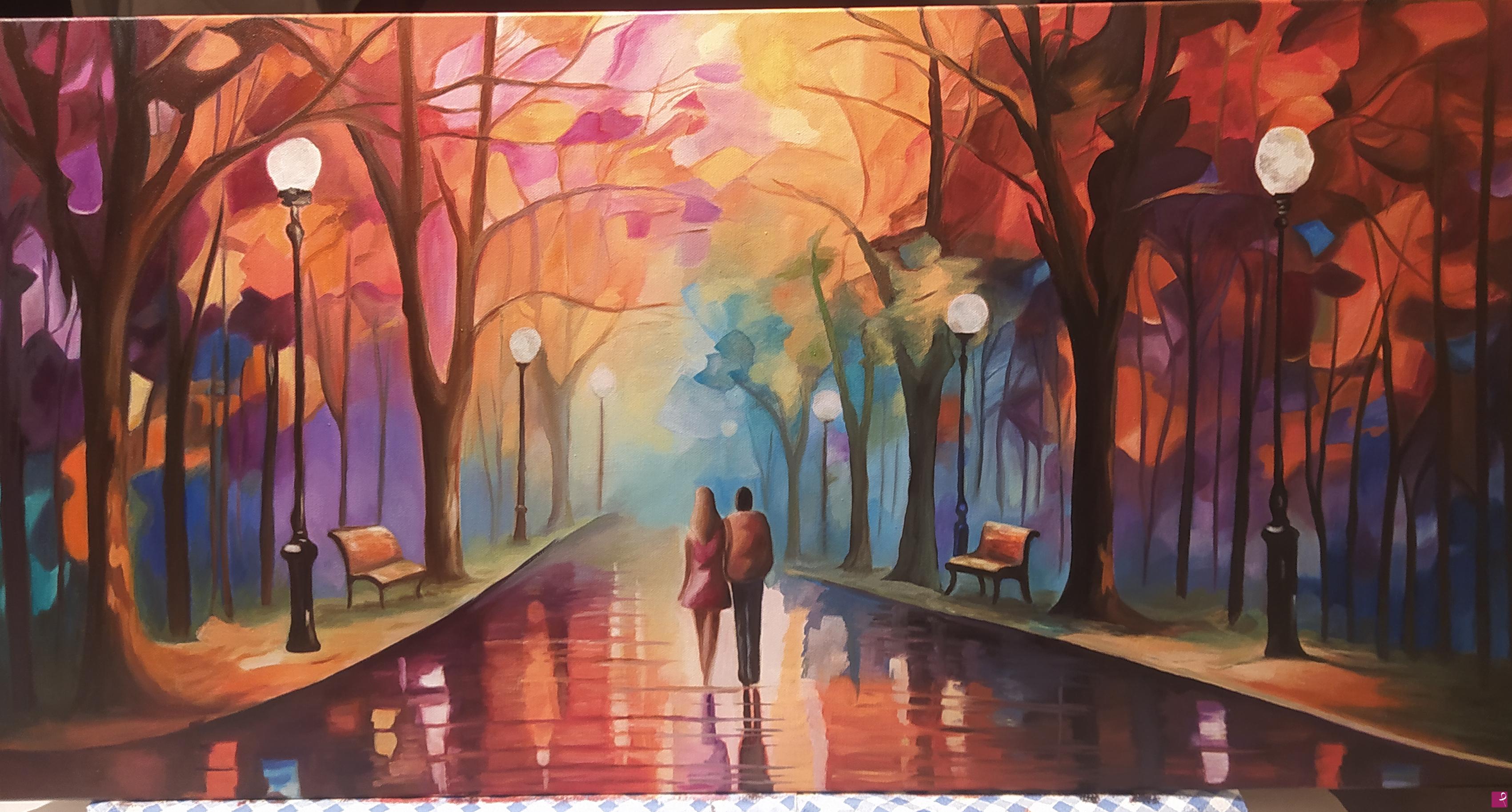 quadri in vendita online - Passeggiata romantica 