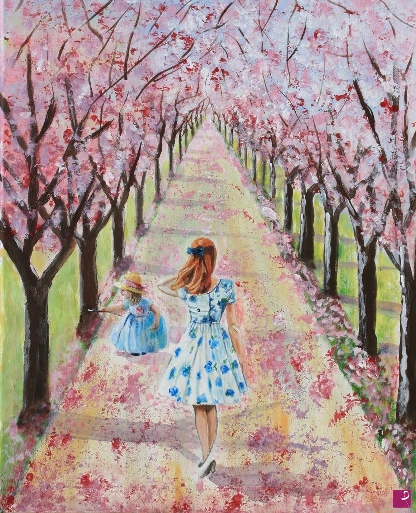 quadri in vendita online - passeggiata rosa