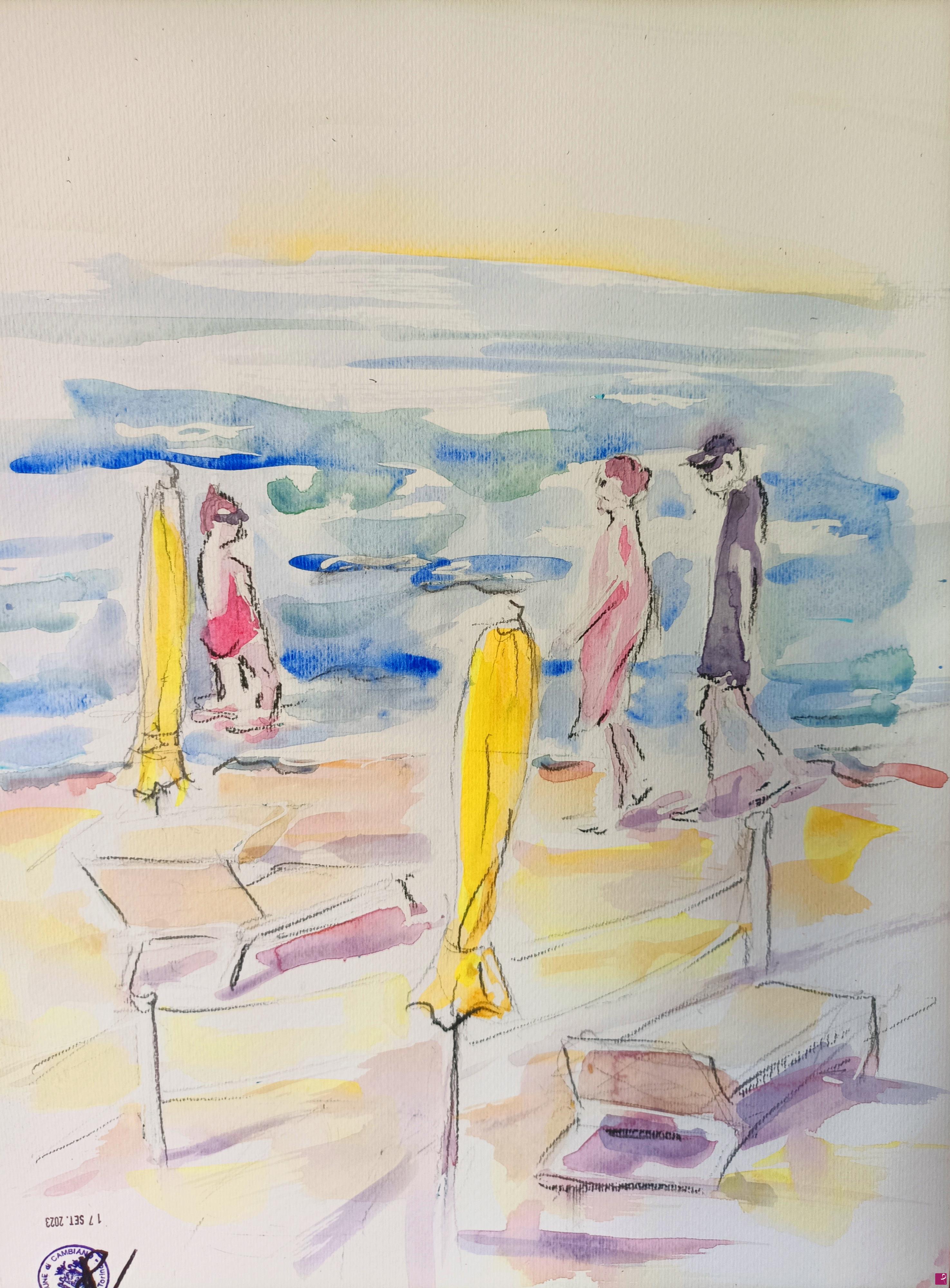 quadri in vendita online - Passeggiata sulla spiaggia