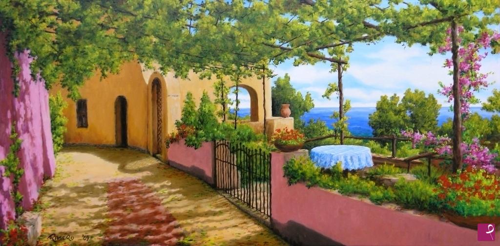 quadri in vendita online - Patio sul mare