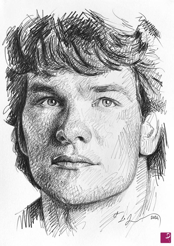 quadri in vendita online - Patrick Swayze sketch