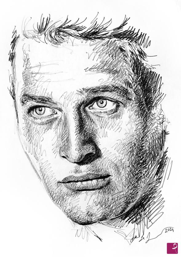 quadri in vendita online - Paul Newman sketch