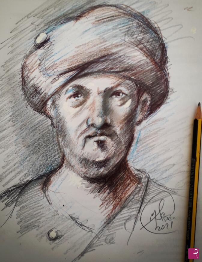 quadri in vendita online - Pencil sketch of a head 