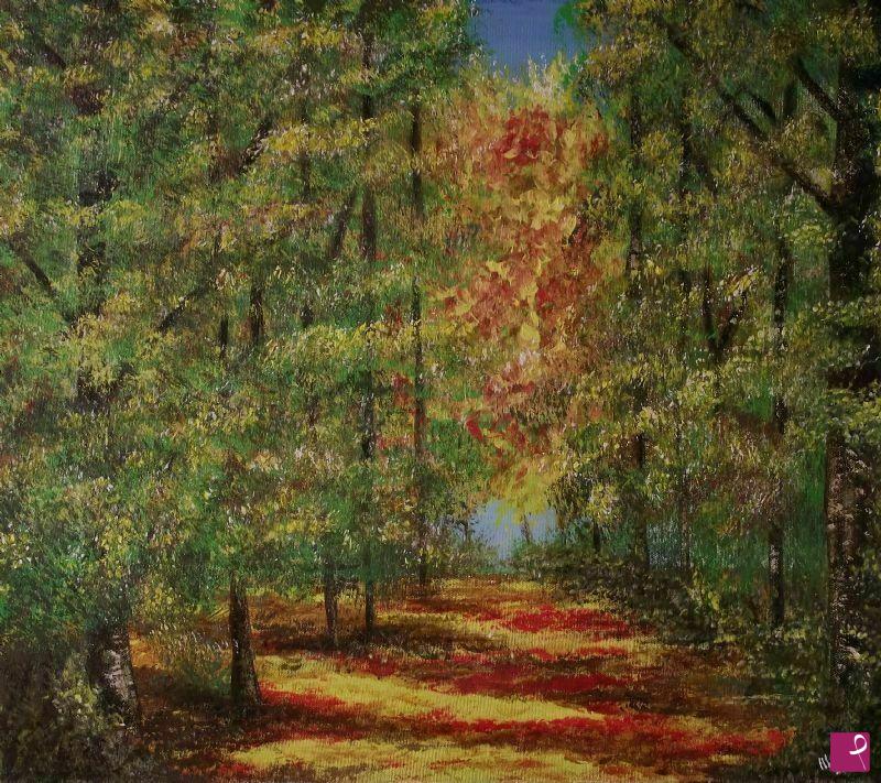 quadri in vendita online - penombra nel bosco