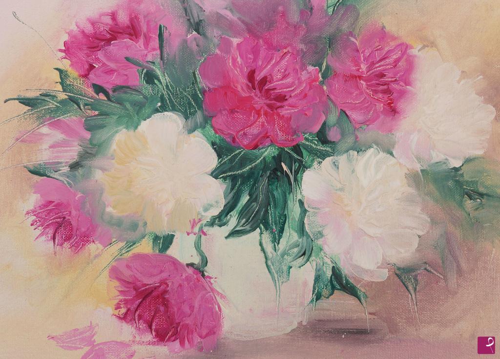 quadri in vendita online - peonie in un vaso