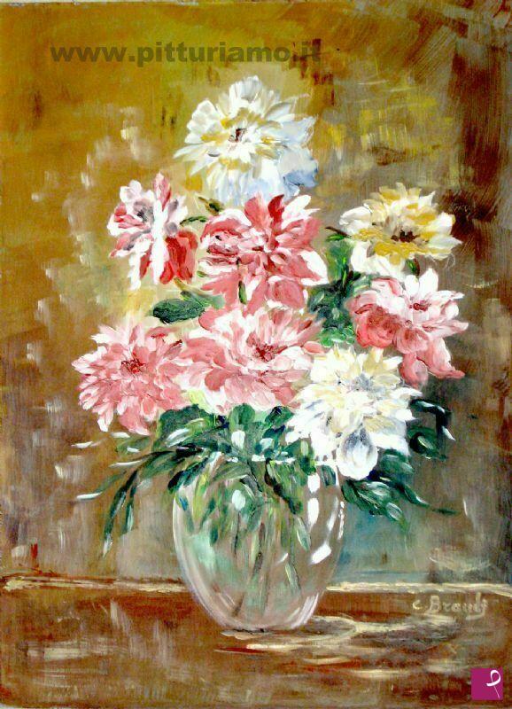 quadri in vendita online - peonie in vaso di vetro