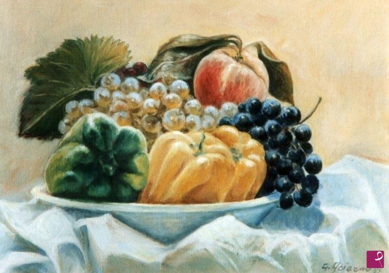quadri in vendita online - Peperoni con frutta