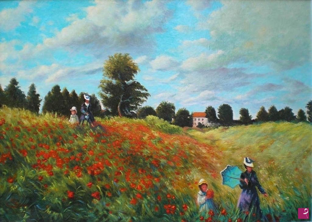 quadri in vendita online - per ricordare Monet ( papaveri )