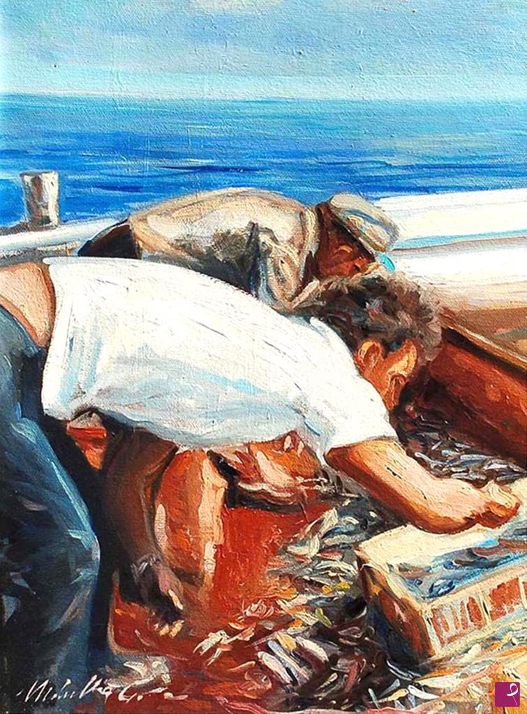 quadri in vendita online - Pescando a Chioggia