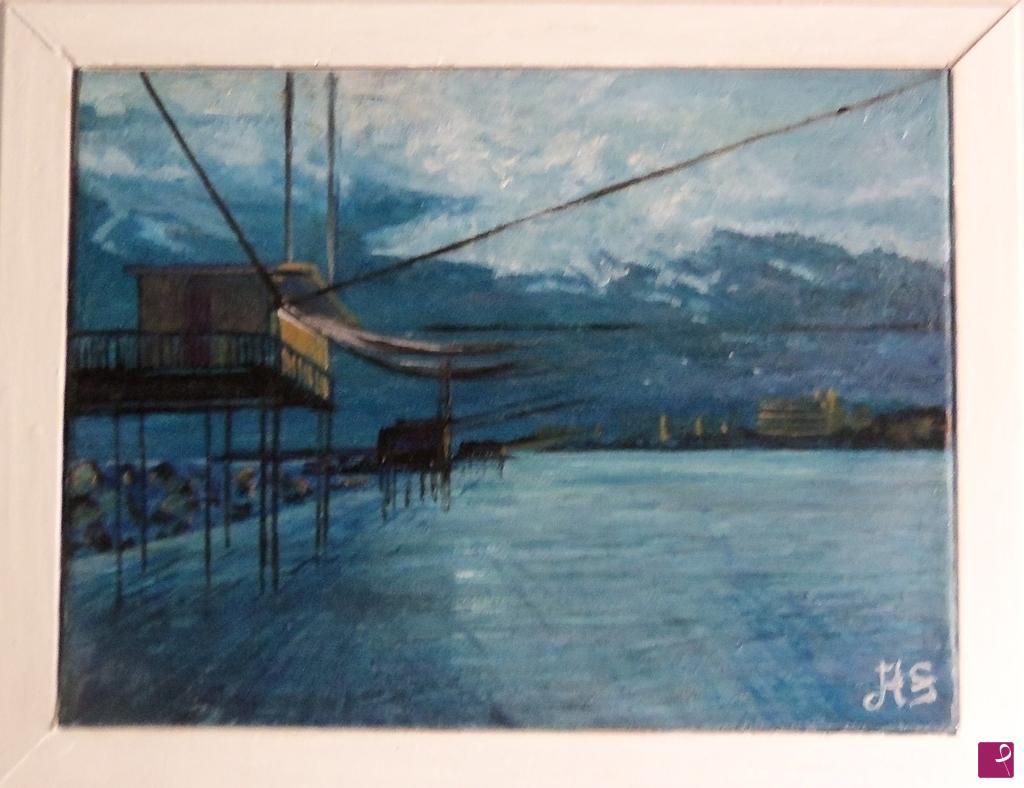 quadri in vendita online - pescara, trabocchi di sera