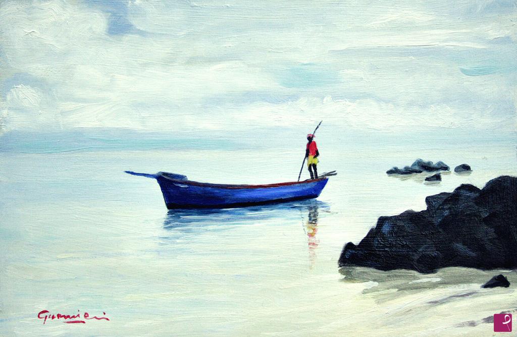 quadri in vendita online - PESCATORE A BELLE MARE (Mauritius)