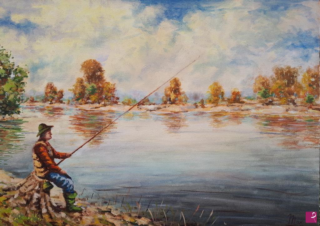 quadri in vendita online - PESCATORE A TICINO