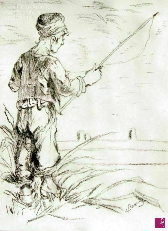 quadri in vendita online - pescatore adolescente