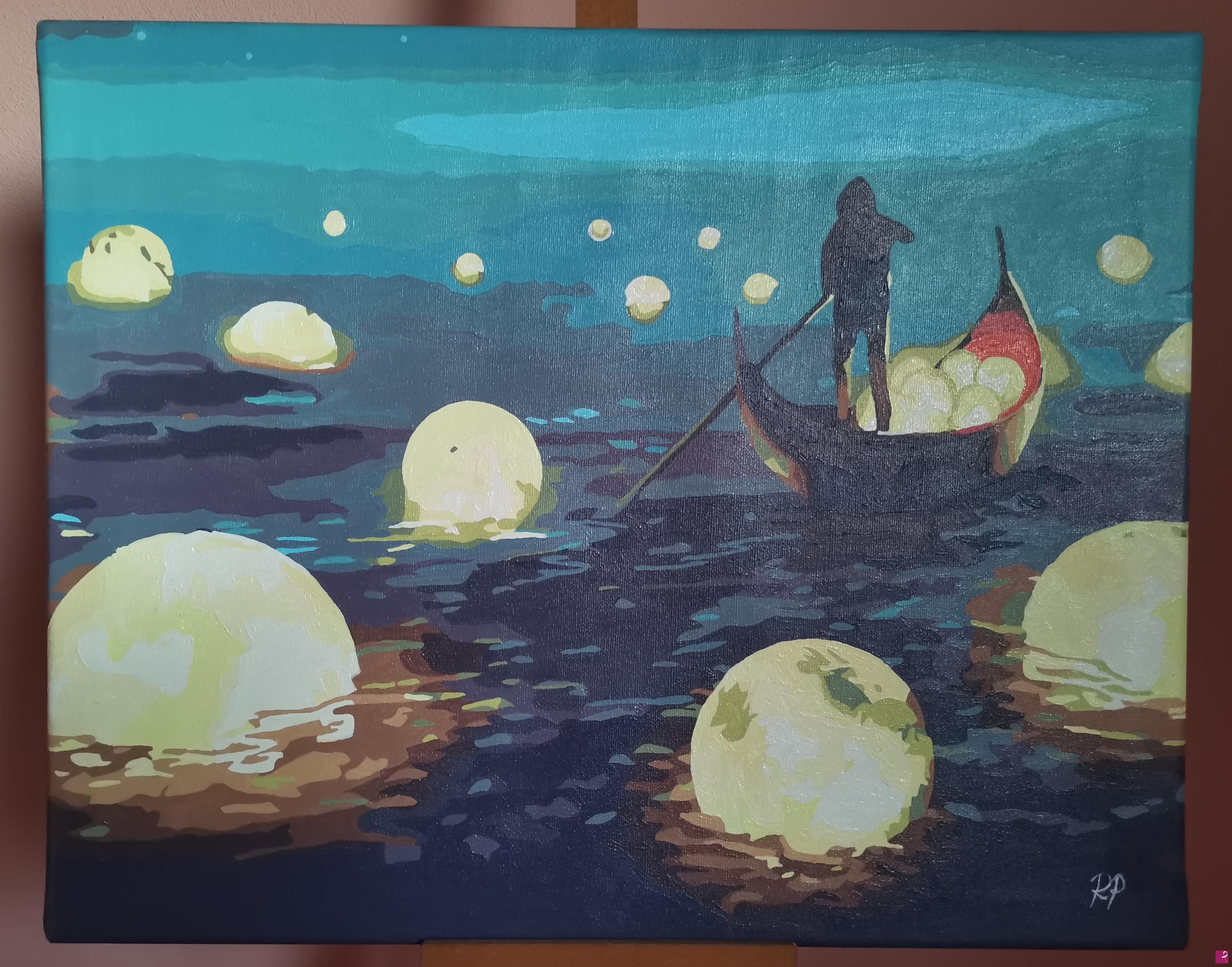 quadri in vendita online - Pescatore di lune