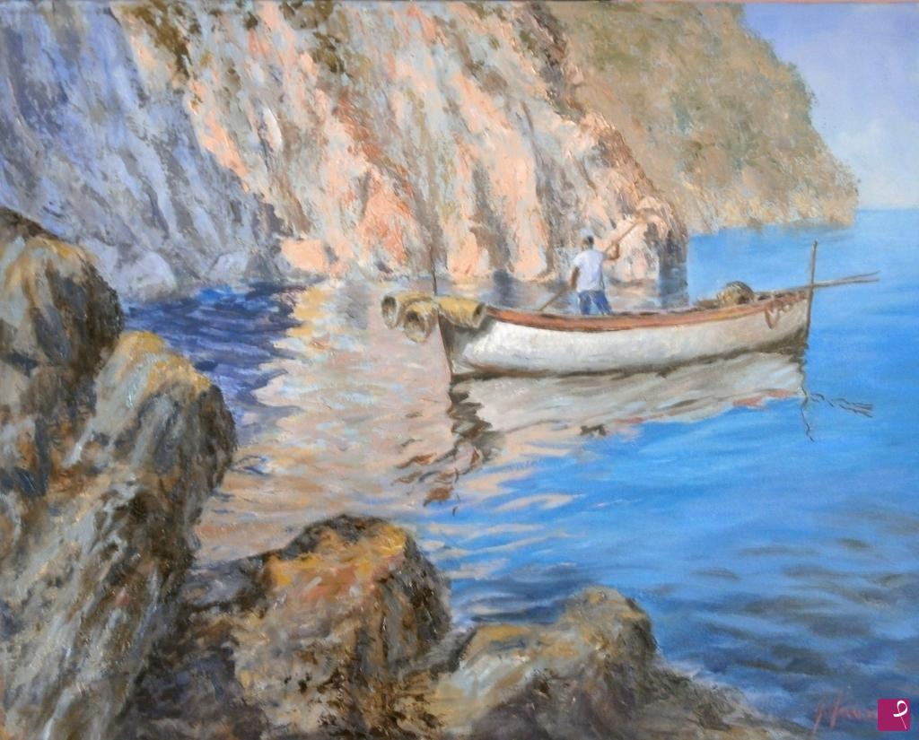 quadri in vendita online - Pescatore solitario