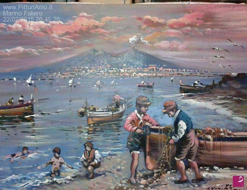 quadri in vendita online - PESCATORI A MERGELLINA