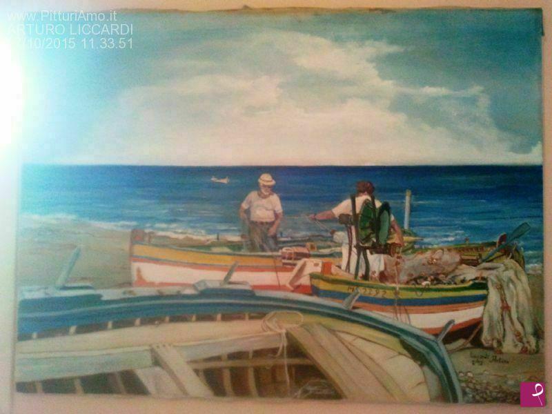 quadri in vendita online - pescatori a S.Alessio Siculo