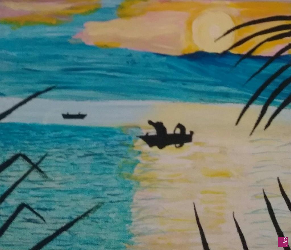 quadri in vendita online - Pescatori al tramonto