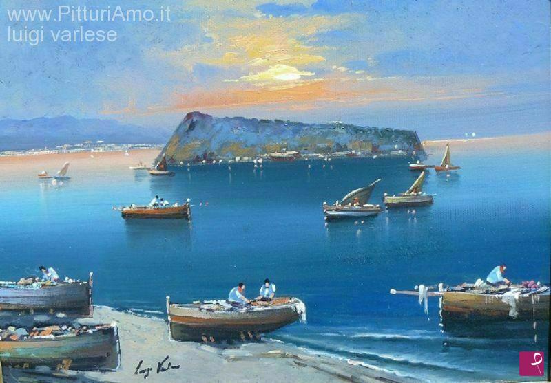 quadri in vendita online - Pescatori in riva all'isola di Dino
