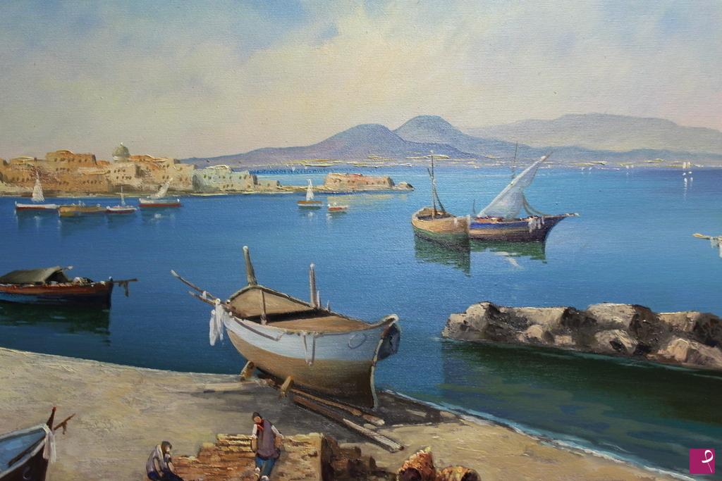 quadri in vendita online - Pescatori  lungomare di Mergellina