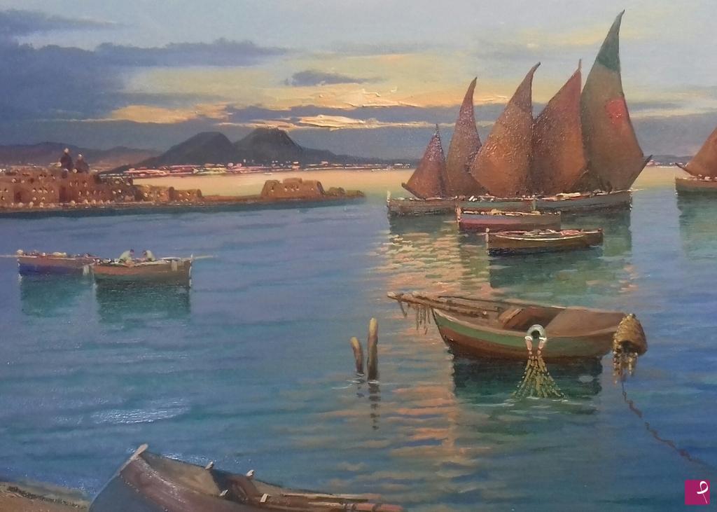quadri in vendita online - Pescatori nel golfo di Napoli 