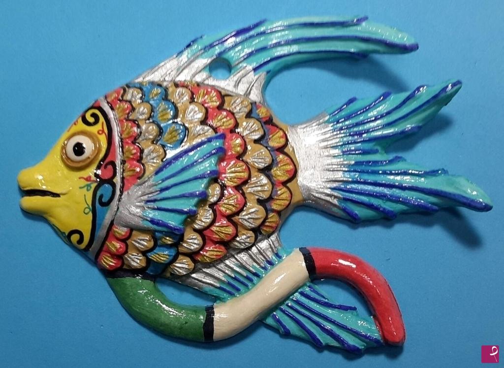 quadri in vendita online - Pesce "Tricolore" in ceramica artistica siciliana