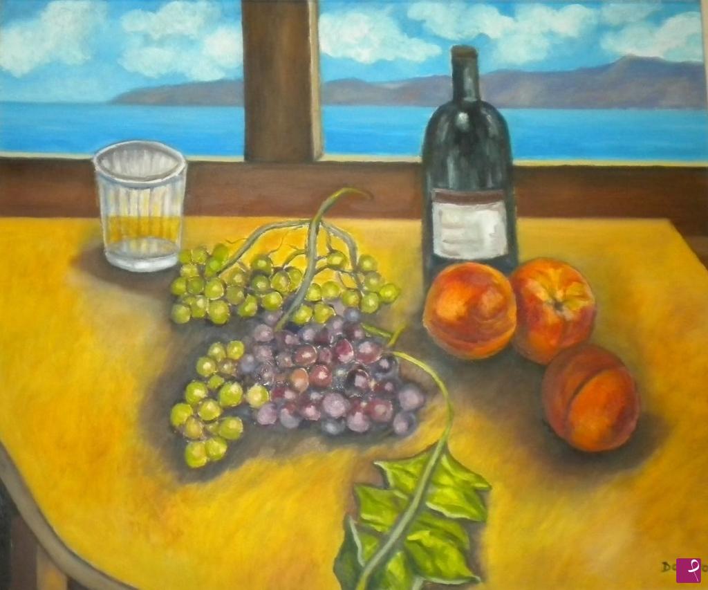 quadri in vendita online - Pesche al vino