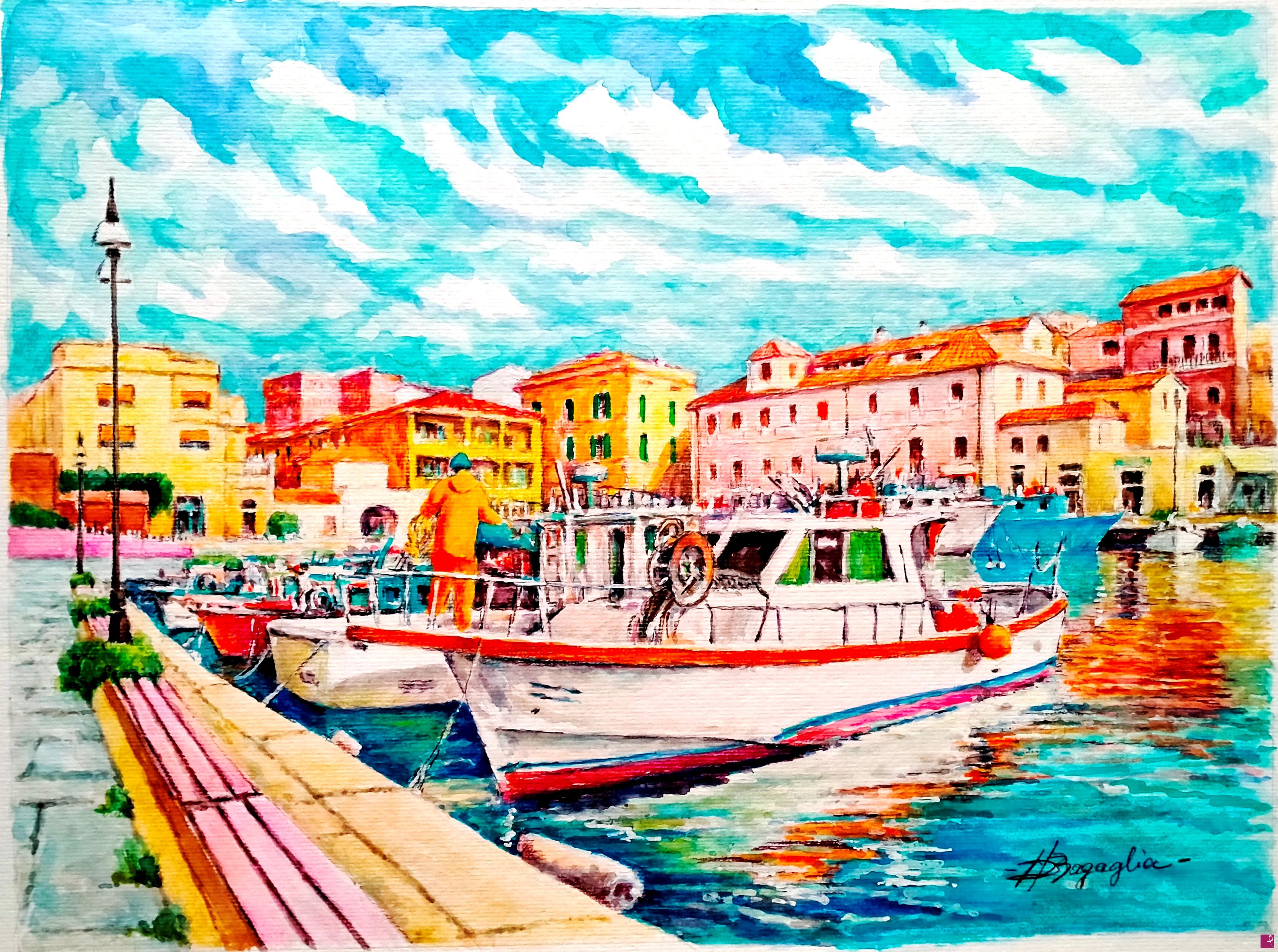 quadri in vendita online - PESCHERECCI A CALA GAVETTA LA MADDALENA