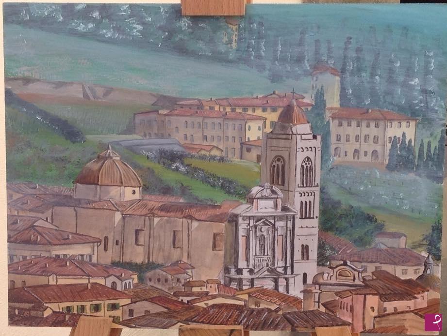 quadri in vendita online - PESCIA - IL DUOMO - I TETTI DEL RIONE