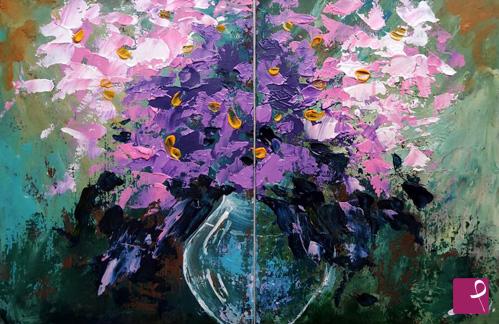 quadri in vendita online - Petali di fiori in vaso 