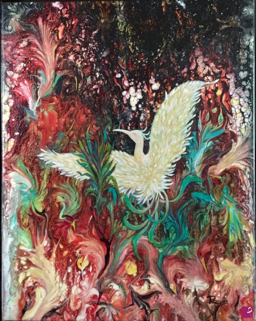 quadri in vendita online - Phoenix from the ashes (check for all little birds hidden in the background)