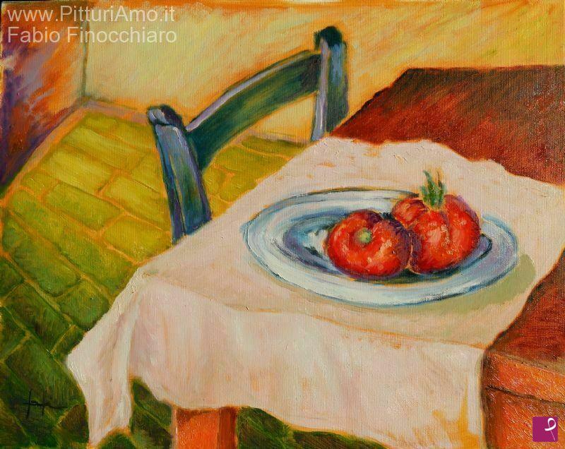 quadri in vendita online - PIATTO CON POMODORI