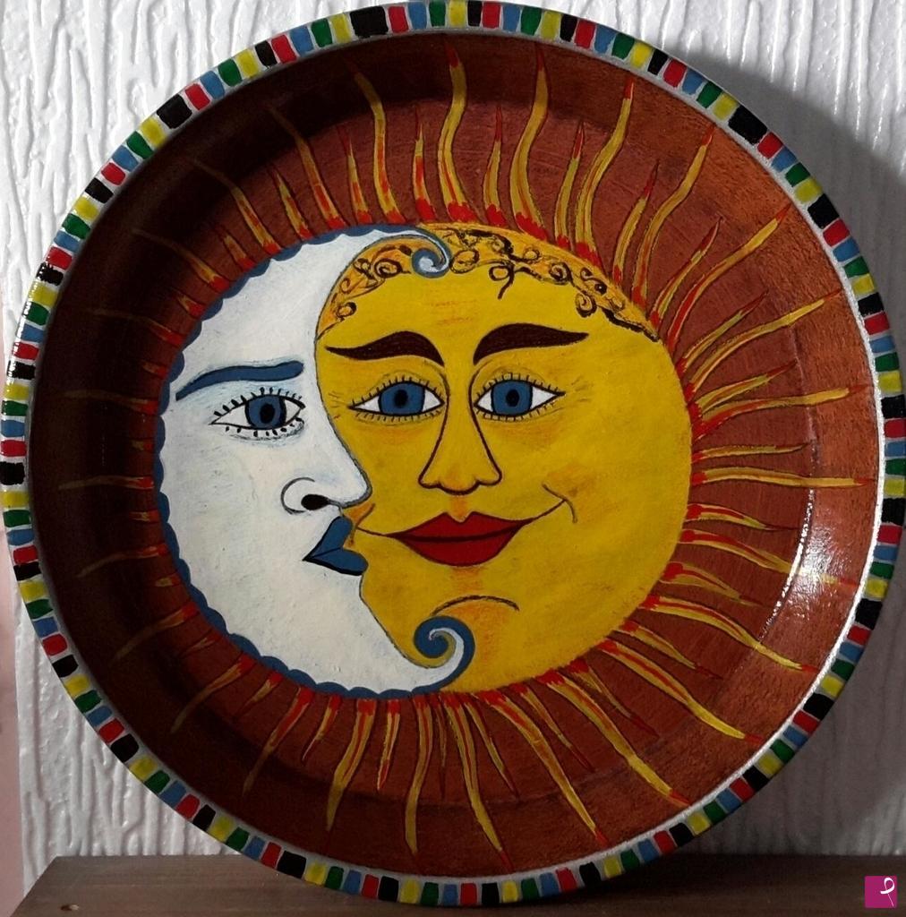 quadri in vendita online - PIATTO " SOLE - LUNA ".