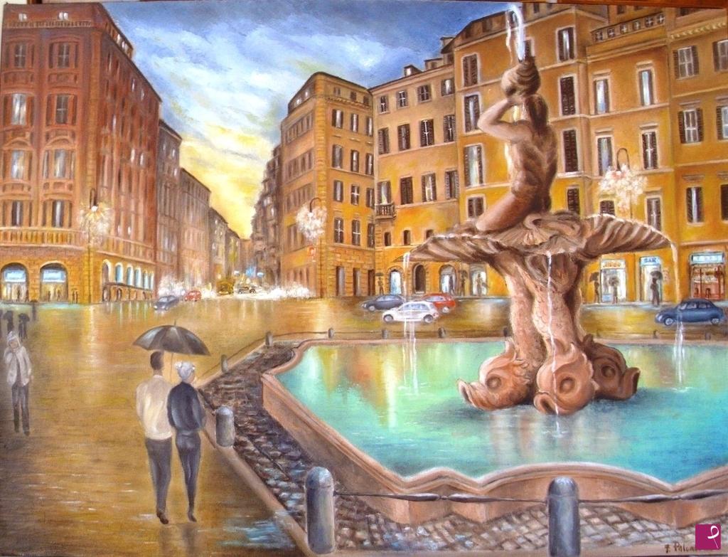 quadri in vendita online - "Piazza Barberini" Roma