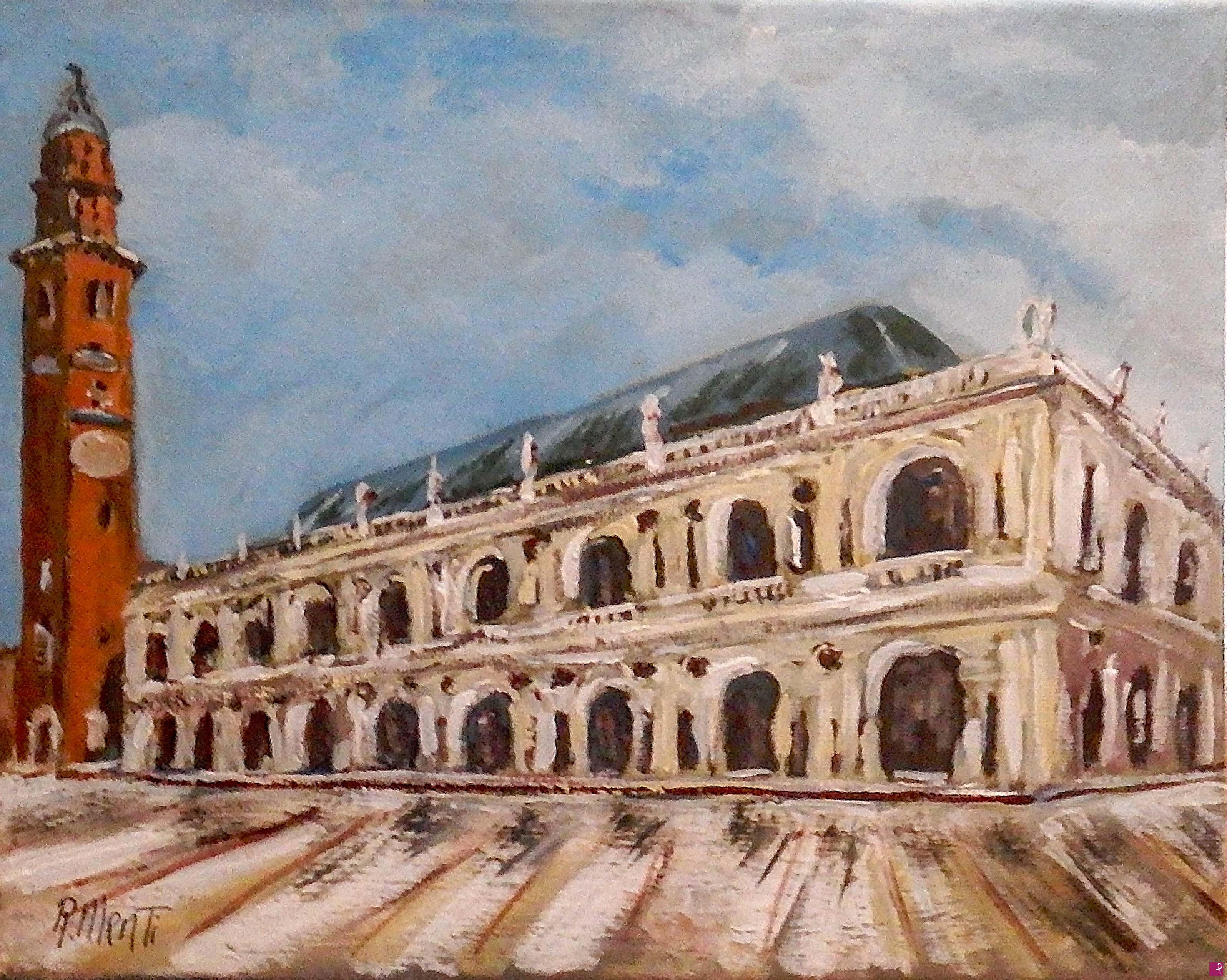 quadri in vendita online - Piazza dei Signori a Vicenza - Basilica Palladiana e Torre Bissara