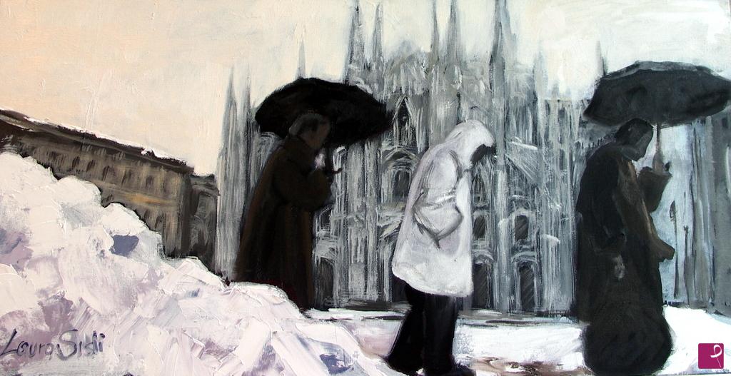 quadri in vendita online - Piazza Duomo in bianco
